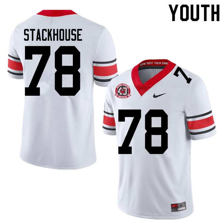 Georgia Bulldogs Youth Nazir Stackhouse #78 White 2020 1980 National Champions 40th Anniversary Stitched College UGA Football Jersey 23GM011CB